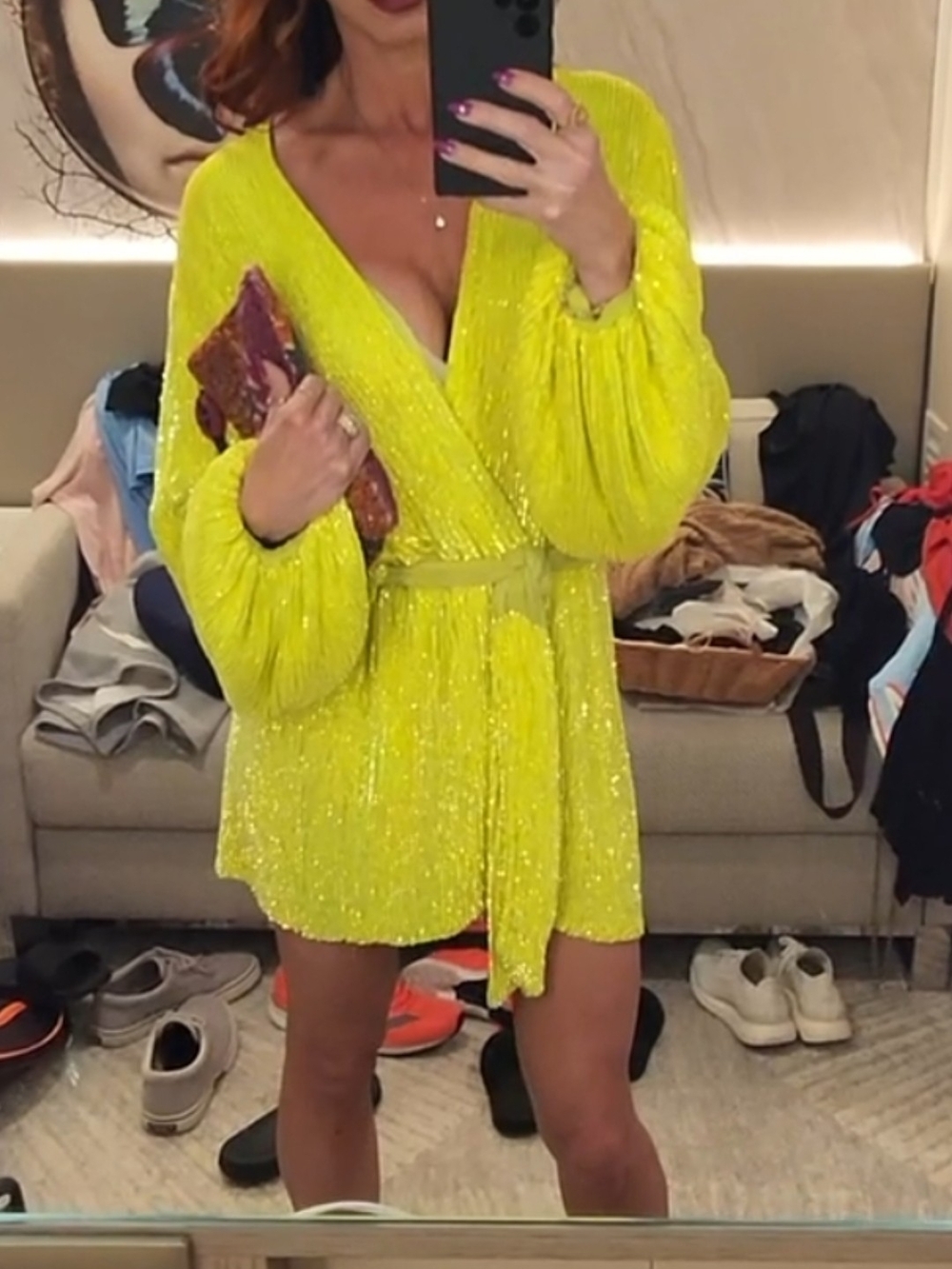 Retrofete Sequined Wrap Robe Dress Gabriella.
